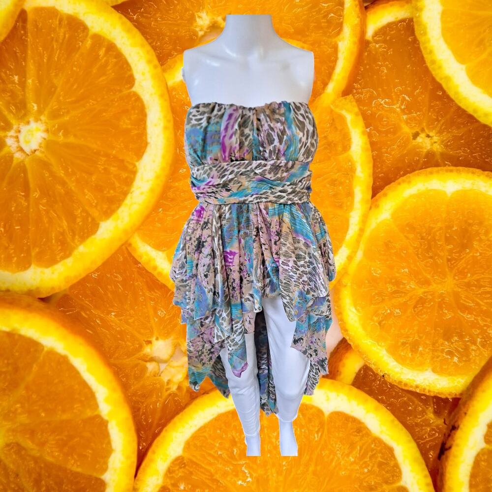 Myth NYC Strapless High Low Colorful Dress Size Large‎